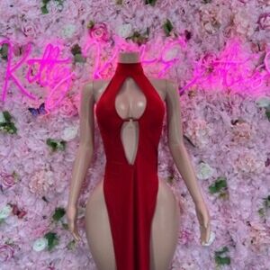 RED BARTENDER STRIPPER EXOTIC DRESS WEAR SEXY RAVE OUTFIT